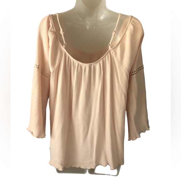BLOUSE - Women's Wet Seal Baby Pink Cold Shoulder Peasant Style Shirt. Size XL - Picture 2 of 12